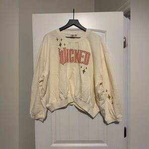 NWOT Wicked Graphic Sweatshirt - Cream with Pink & Gold